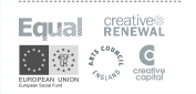 logos: EQUAL, Creative Renewal, Esmee Fairbairn Foundation, Arts Council England, Creative Capital.